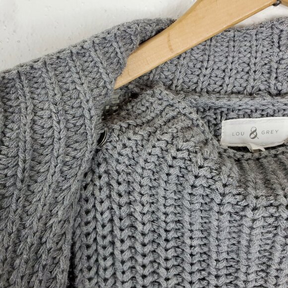 Lou & Grey Wide Ribbed Thick Knit Wool Cotton Side Snap Wrap Cardigan Sweater M - Picture 4 of 11